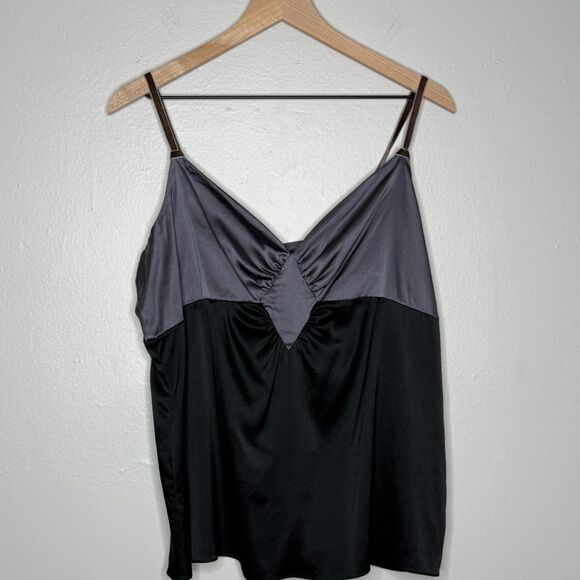 Mossimo‎ Womens Silk Tank Top Cami XL Black Gray Babydoll Empire Waist Goth 90s - Picture 8 of 11